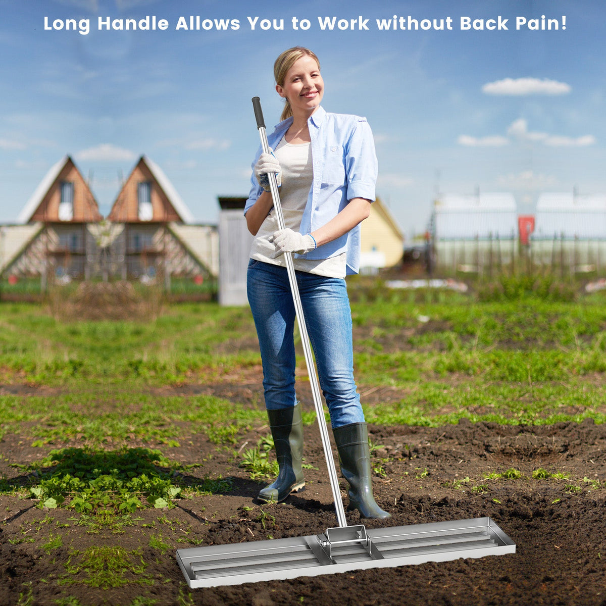 42 x 10 Inch Lawn Leveling Rake with Ergonomic Handle