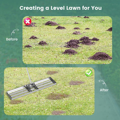 42 x 10 Inch Lawn Leveling Rake with Ergonomic Handle