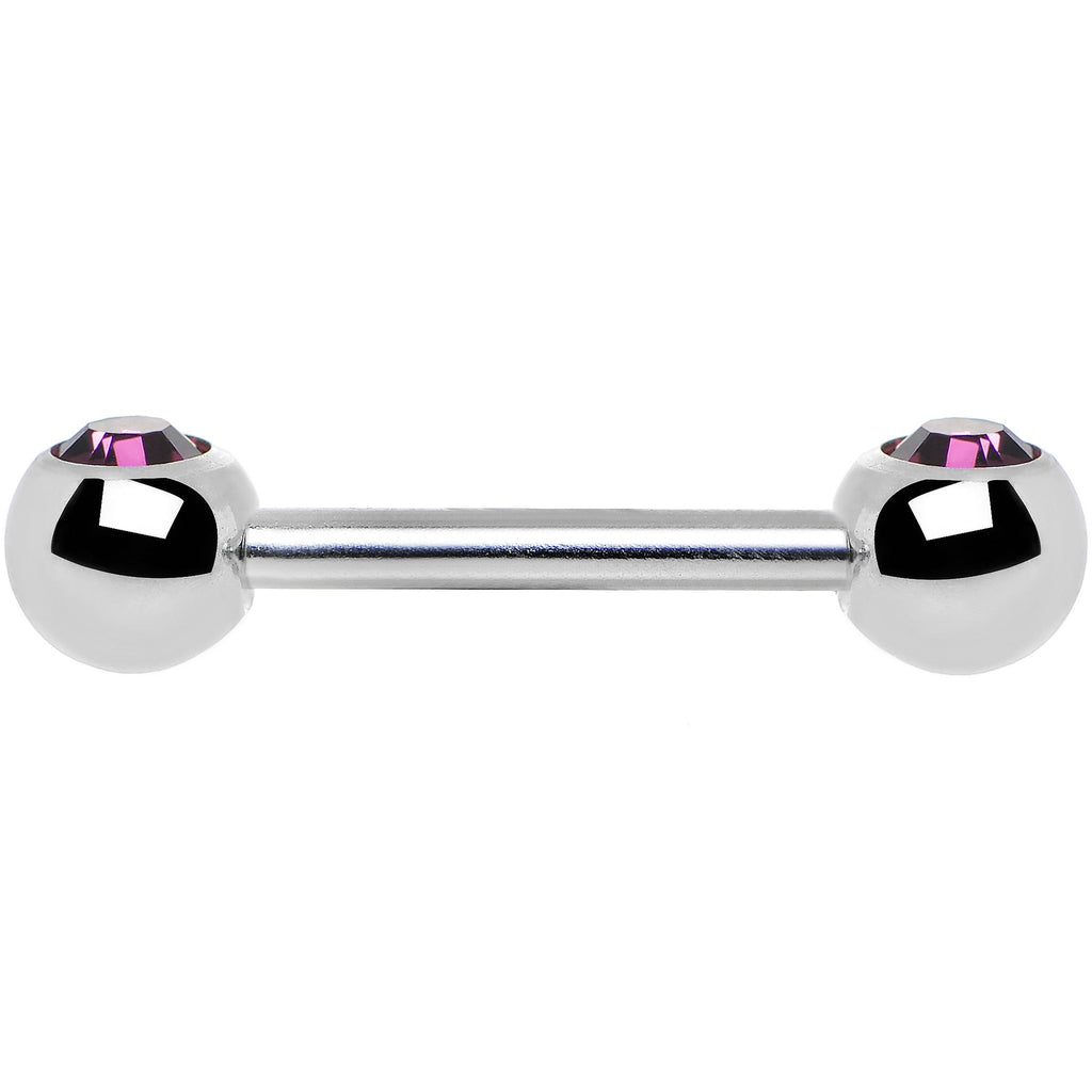 Purple Gem Double Front Facing Steel Nipple Barbell Set