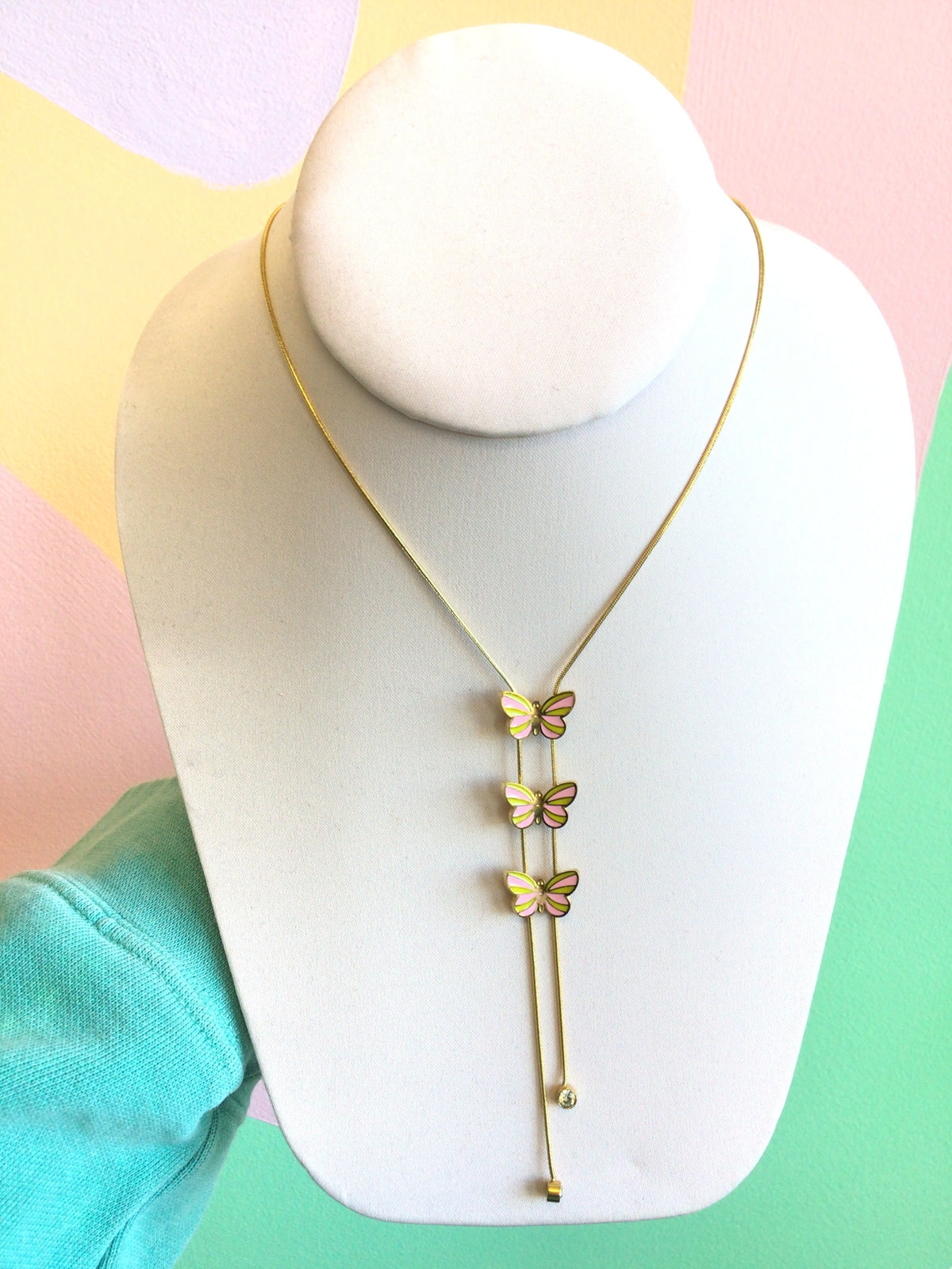 Titanium Butterfly Bolo Trio Necklace