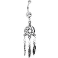 Clear Gem Antique Weave Dreamcatcher Belly Ring
