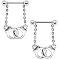 Prisoner of Love Steel Handcuffs Dangle Nipple Ring Set