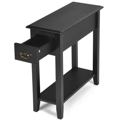 End Table Bedside Sofa End Table Narrow Nightstand with Wooden Legs