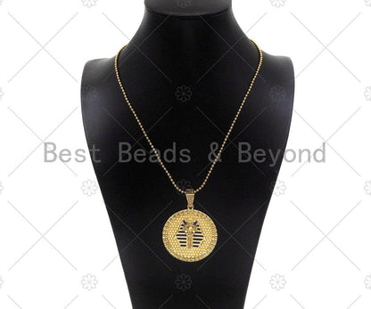 Dianty Gold/Silver Face On Round Coin Pendant/Charm,Medallion Cobalt Blue Enamel Charm, Necklace Bracelet Charm Pendant, 44x48mm, Sku#L550