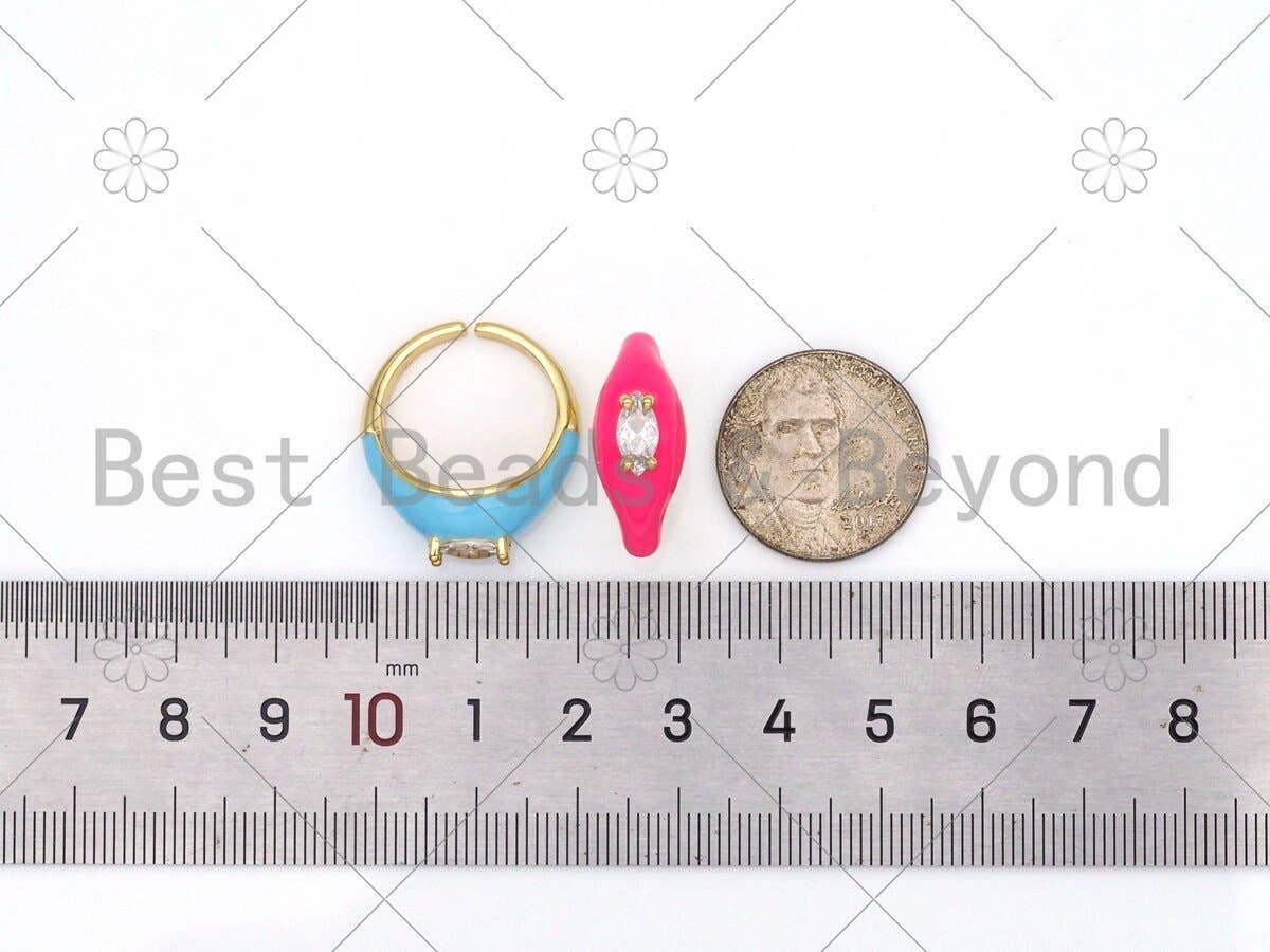 Colorful Enamel With Oval CZ Adjustable Ring,Sku#X250