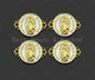 Gold Filled White Enamel Virgin Mary On Round Coin Shape Connector, 18K Gold Filled Enamel Link, Enamel Jewelry, 22x17mm,Sku#LD108