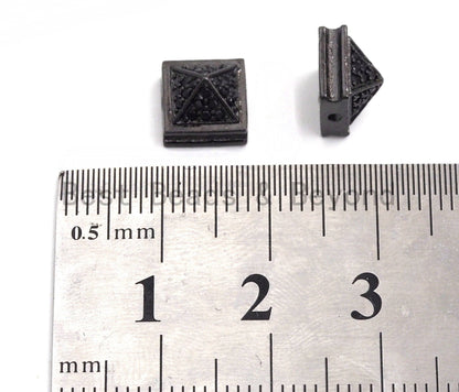 Black CZ Pave On Black Square Beads, Pyramid Spacer Beads, Cubic Zirconia Pyramid Space Beads, 8x6mm, SKU#C95