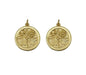 Gold Flower and Leaf On Round Coin Charm, Sku#LK643