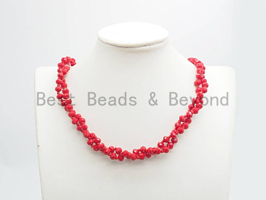 60 Extra Long Hand Knotted Crystal Necklace,Double Wrap Necklace, 5x8mm Rondelle Crystal Beads, SKU#D35