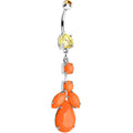 Orange Gem Neon Leaf Vine Dangle Belly Ring