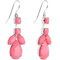 Faux Pink Stone Neon Leaf Vine Dangle Earrings