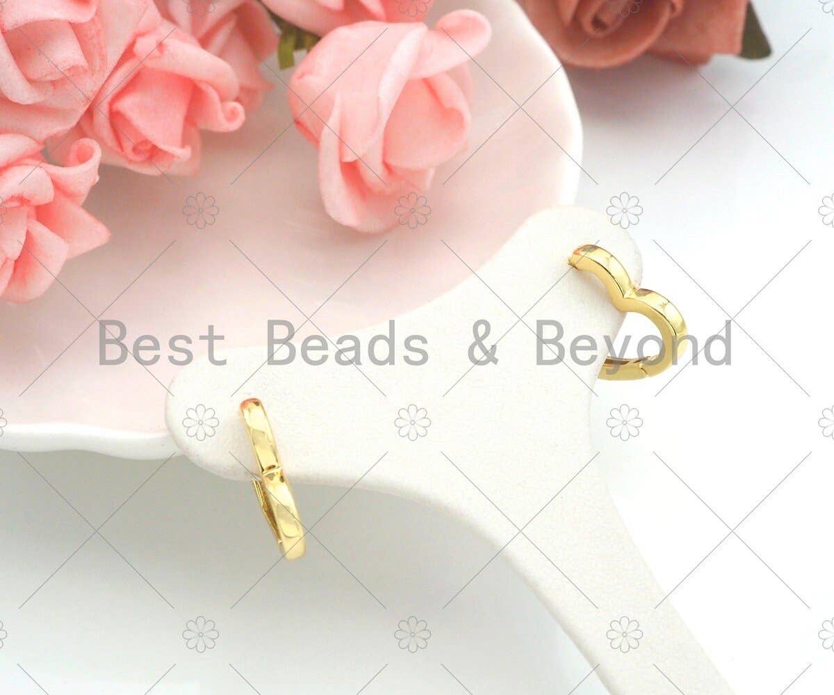 Gold Heart Shape Huggie Earring, Sku#LD59