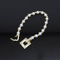 Pearl Gold Spacer Square Clasp Bracelet , Sku#LD475C