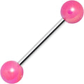 Pink Metallic Acrylic Barbell Tongue Ring