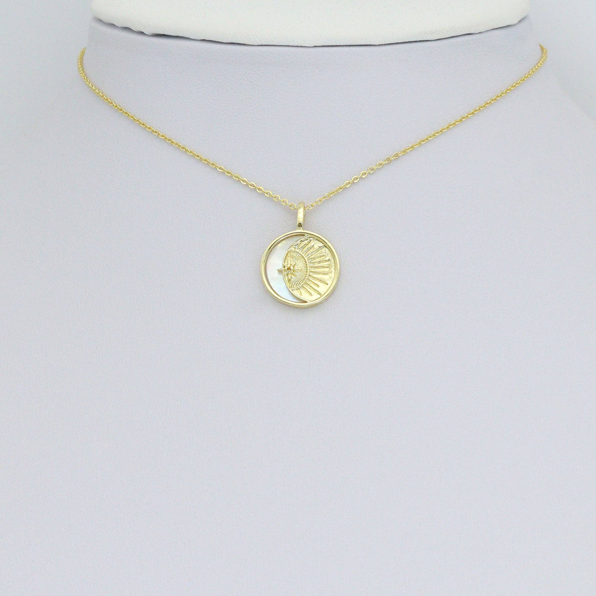 CZ North Star Moon Sun Mop Coin Charm Pendant, Sku#LK1154