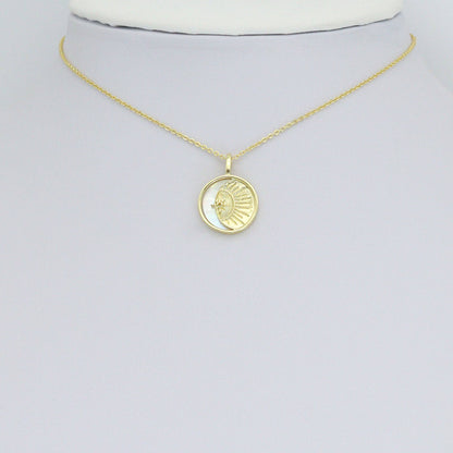 CZ North Star Moon Sun Mop Coin Charm Pendant, Sku#LK1154