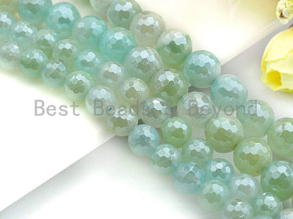 Aqua Blue Agate Attachment Necklace with Large CZ Pave Silver clasp, Pave Diamond Beaded Choker, 18 long, 8mm/10mm beads size, sku#D44