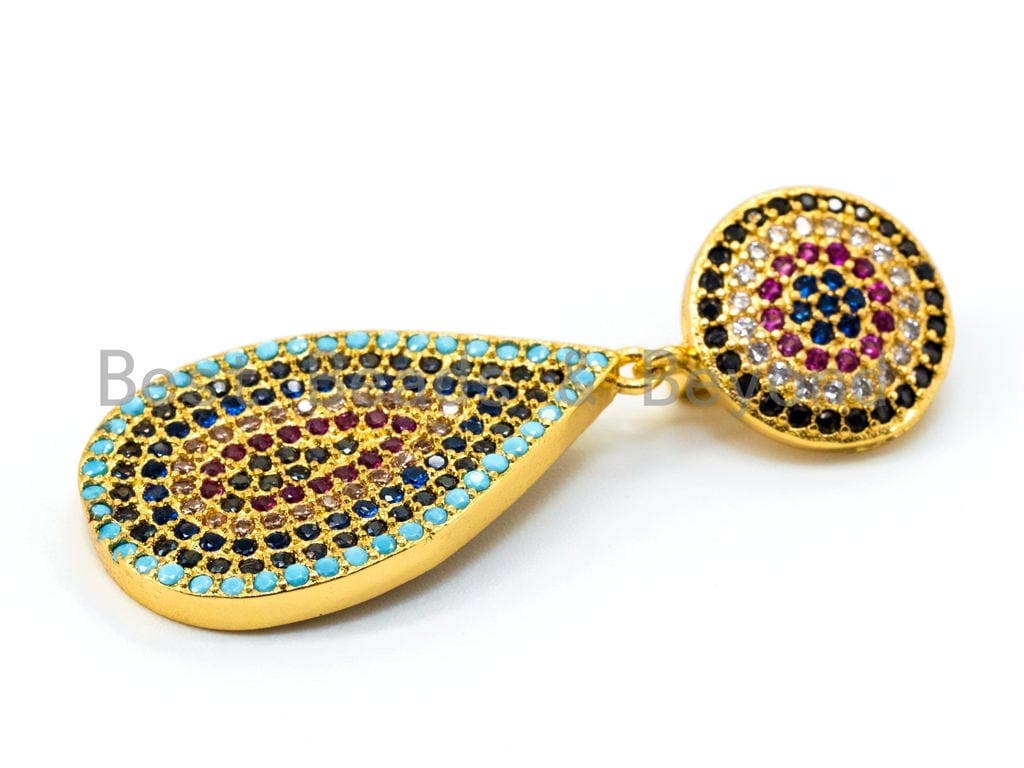 CZ Micro Pave Teardrop Pendant with Evil Eye, sku#L96