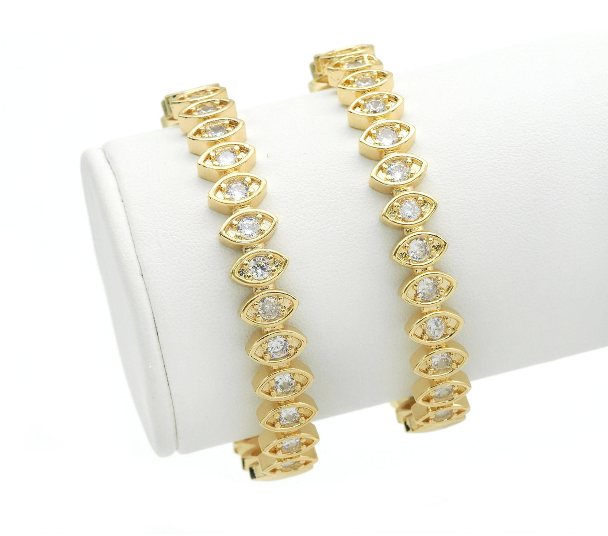 CZ Evil Eye Gold Adjustable Bracelet, Sku#X371
