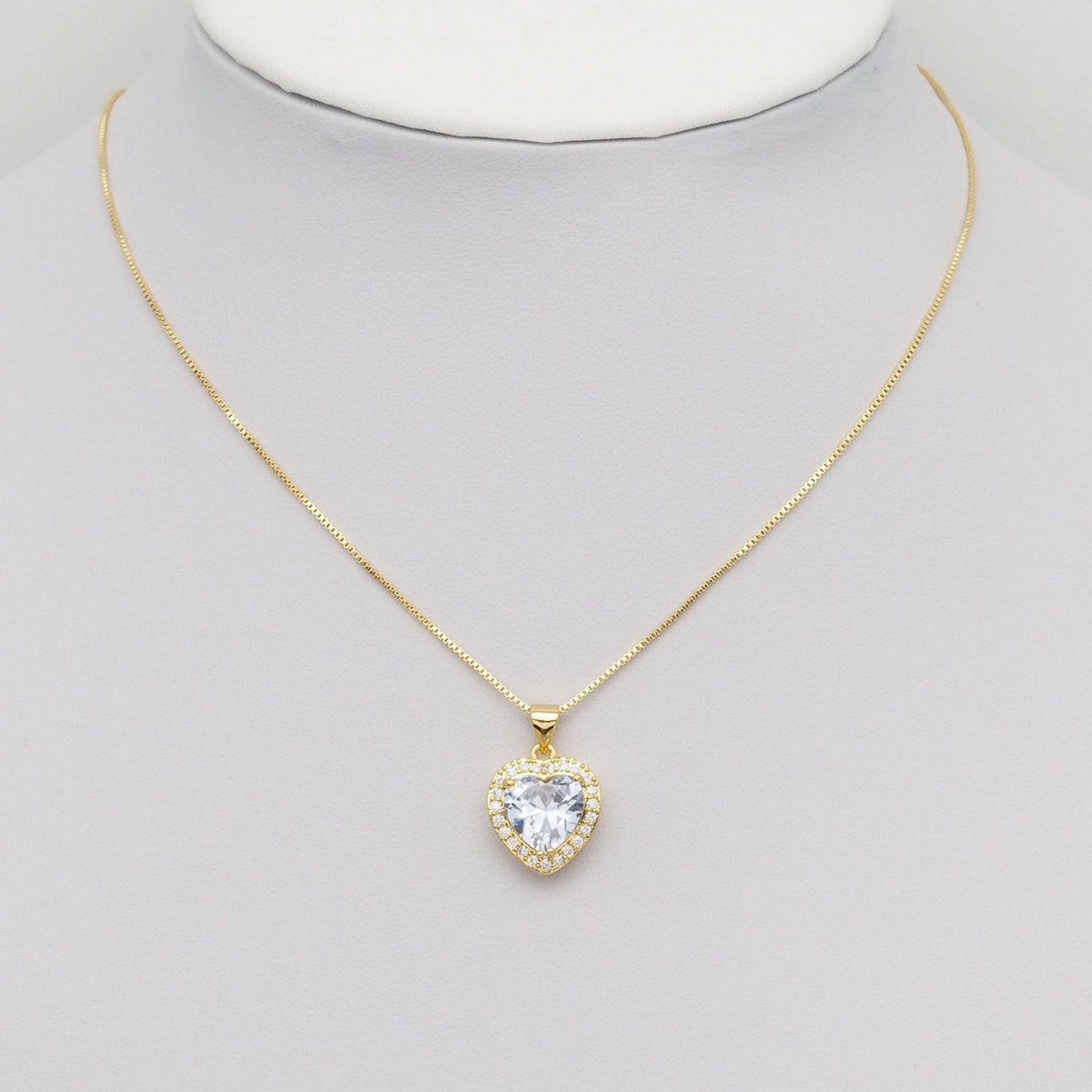 CZ Heart Stud Earrings Pendant Necklace, Sku#LK905