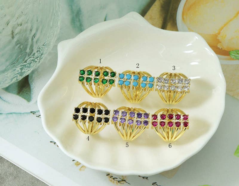 Colored CZ Ballon Ring, Sku#B144