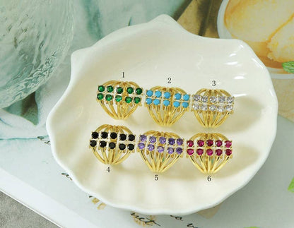 Colored CZ Ballon Ring, Sku#B144