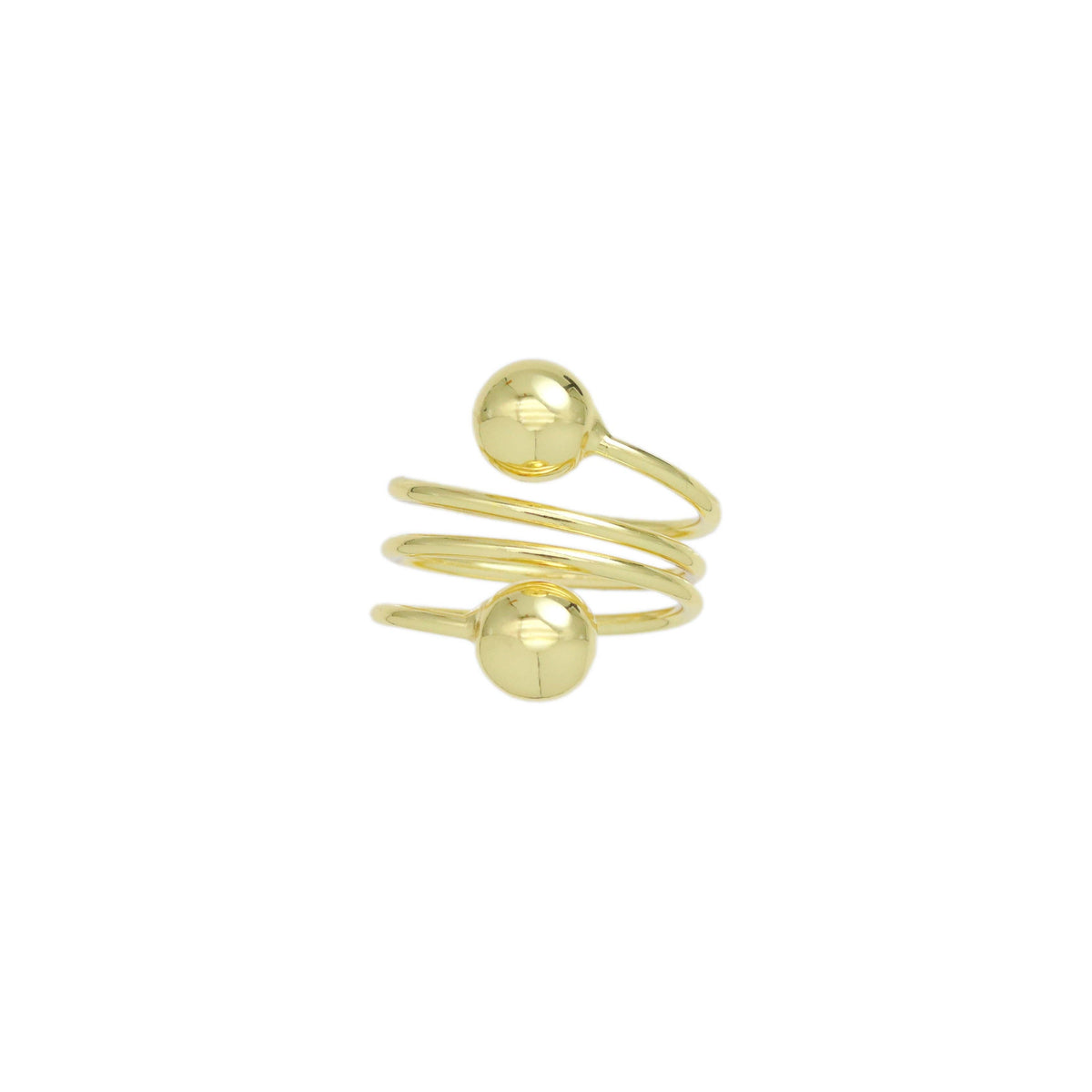 Gold Swirl Line Ball end Adjustable Ring, Sku#JL197