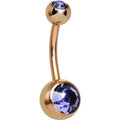 Tanzanite Purple CZ Rose Gold Plated Belly Ring