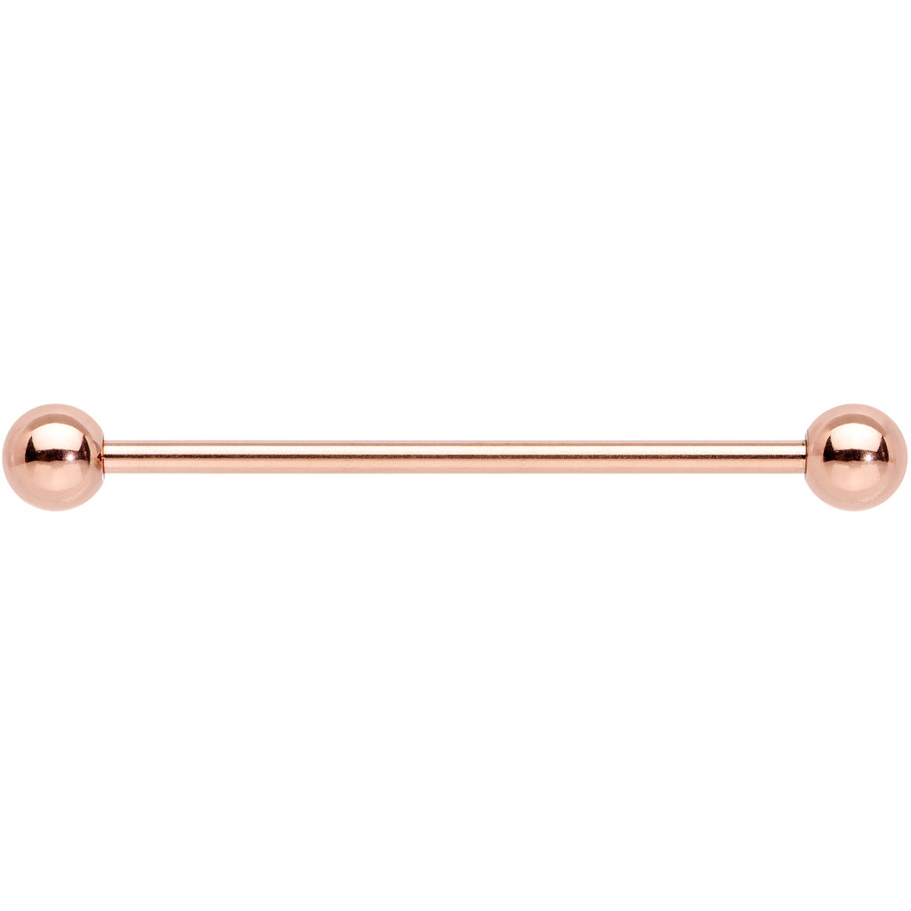 14G 1 1/4 Rose Gold Plated Straight Barbell