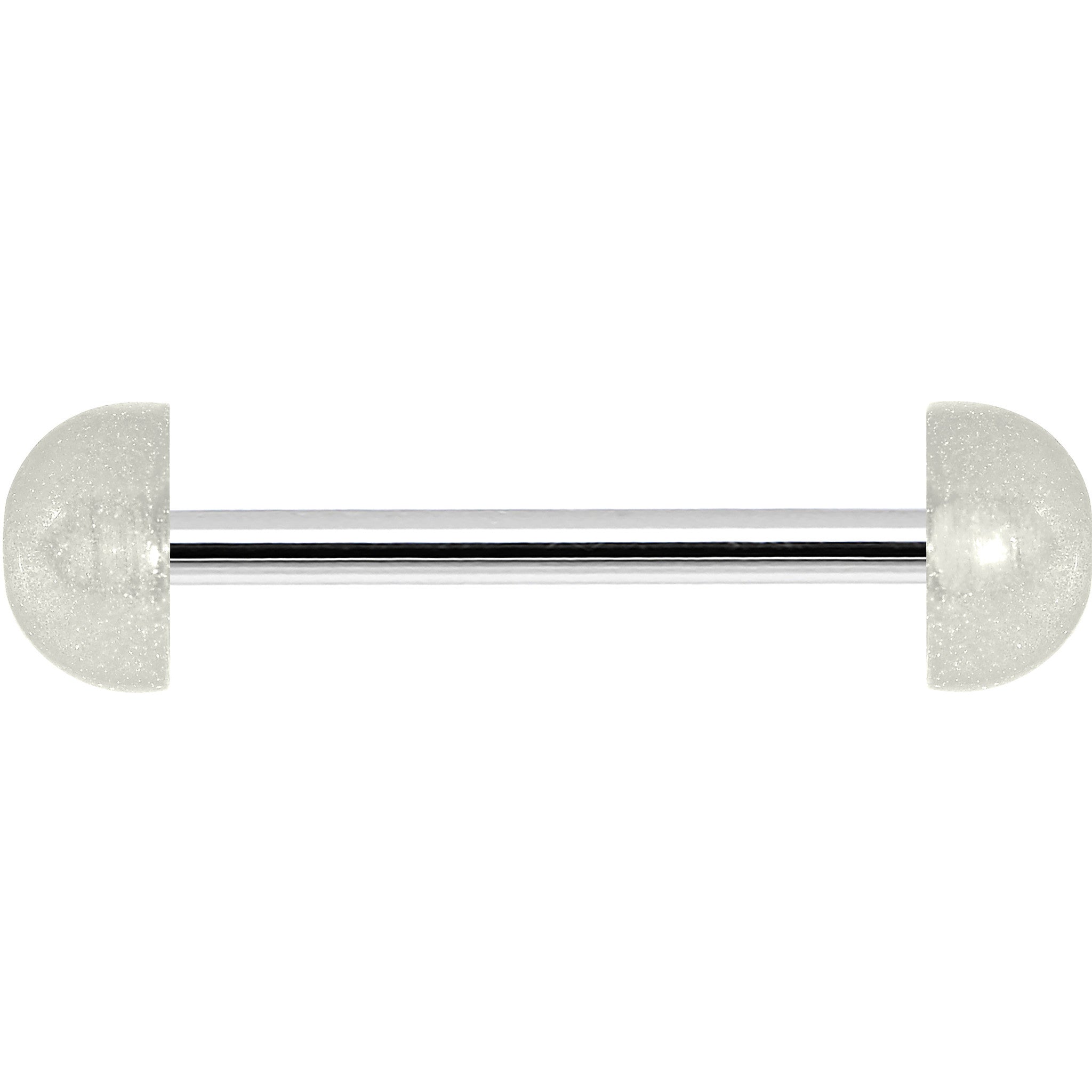 White Acrylic Half Ball Pixie Dust Barbell Tongue Ring