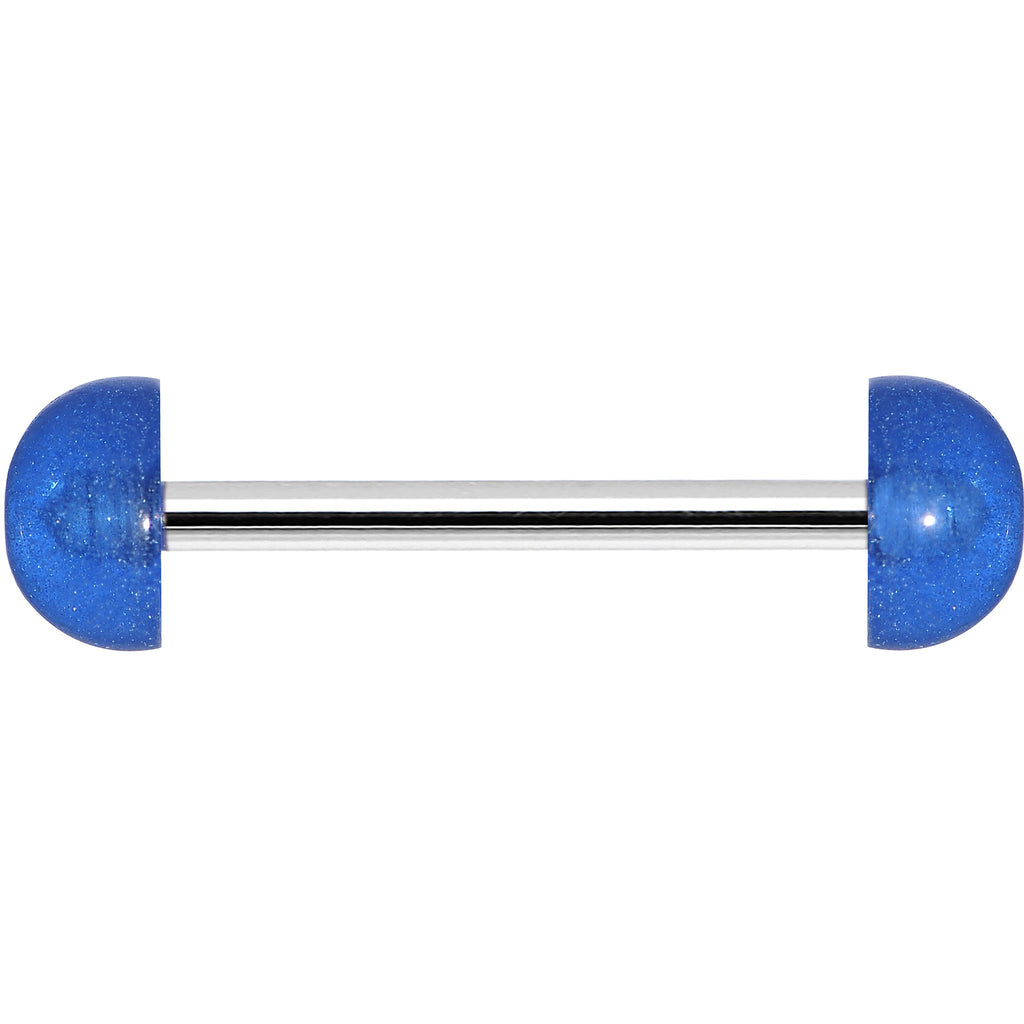 Blue Acrylic Half Ball Pixie Dust Barbell Tongue Ring