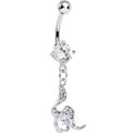 Clear Gem Squiggly Serpent Gem Dangle Belly Ring
