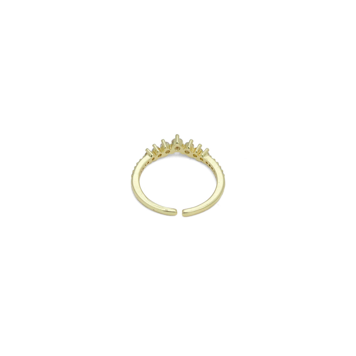 Gold Clear CZ Thin Point Line Adjustable Ring, Sku#LD598