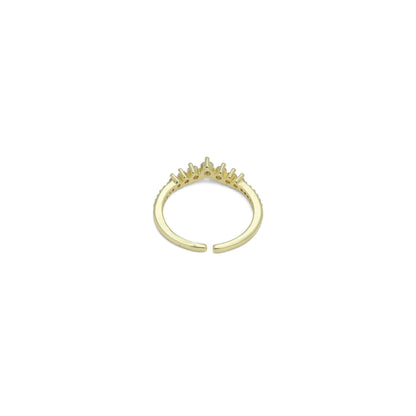 Gold Clear CZ Thin Point Line Adjustable Ring, Sku#LD598