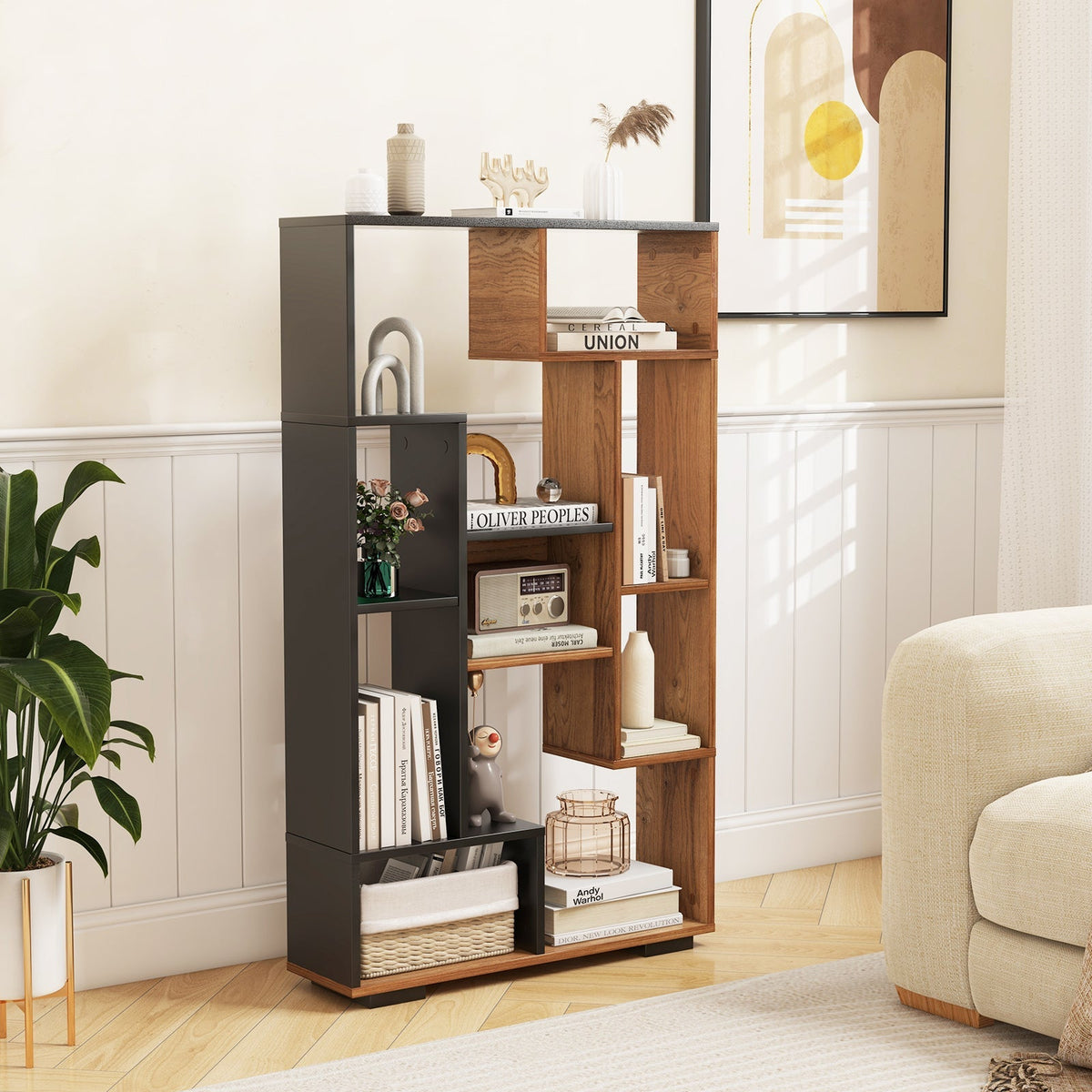 47-Inch Tall Bookshelf for Home Office Living Room