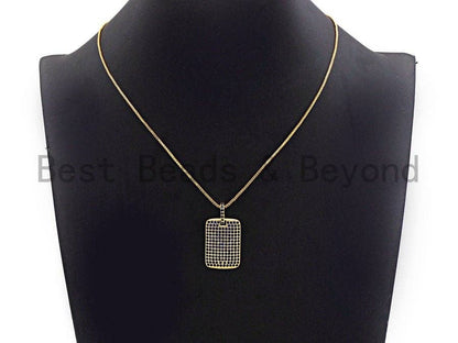 Cobalt Blue CZ Micro Pave Rectangle Tag Pendant/Charm, Cubic Zirconia Pendant, Pave Dog Tag, 18x27mm, sku#X50C