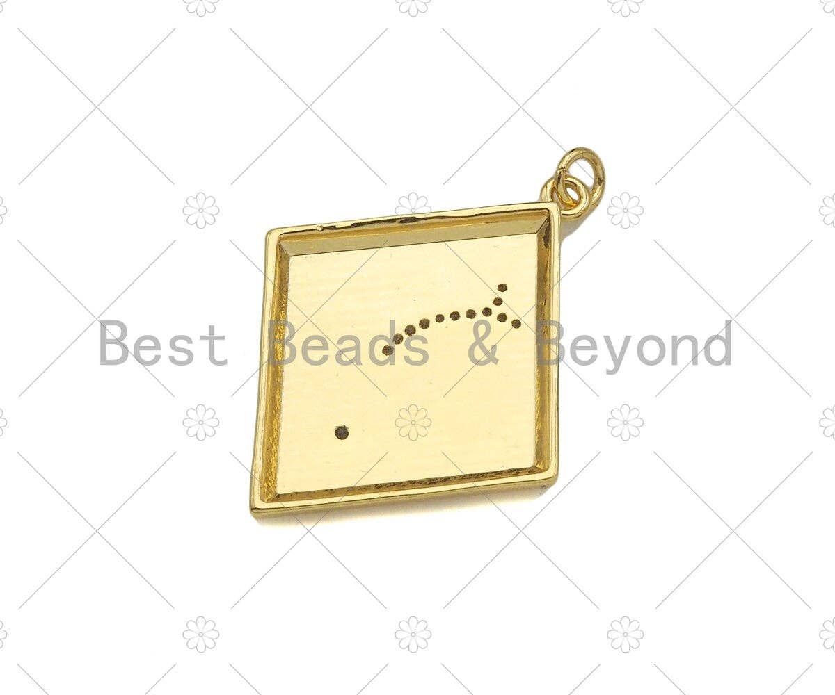 Gold Filled CZ Micro Pave Love Word On Rhombus Shape Pendant, 18K Gold Filled Black Enamel Charm, Necklace Bracelet Charm,30x38mm,Sku#L567