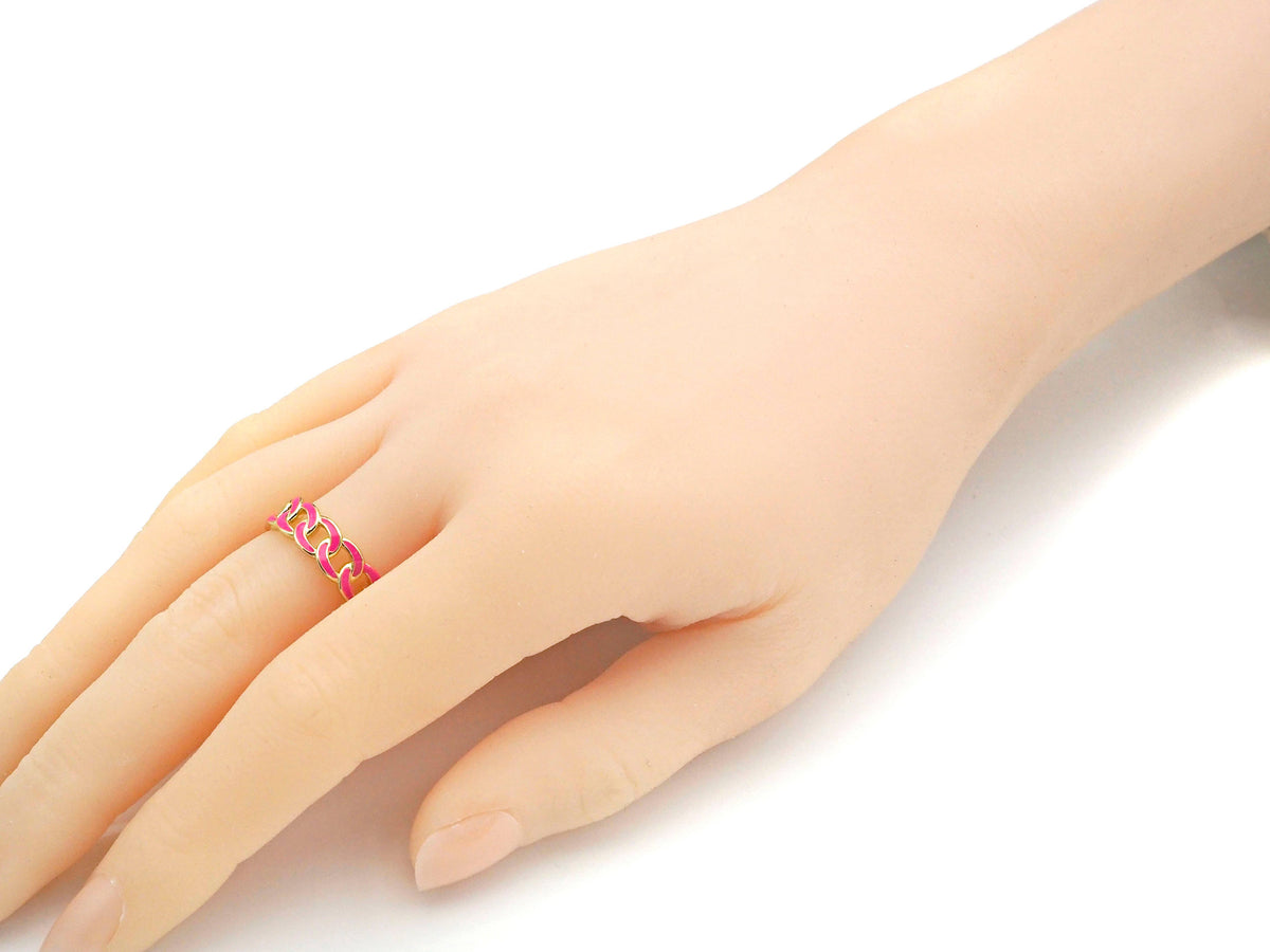 Colorful Enamel Cuban Link Chain Ring, sku#X189