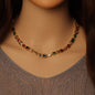 Clear Colorful Oval Square Rectangle Round CZ necklace, LD454