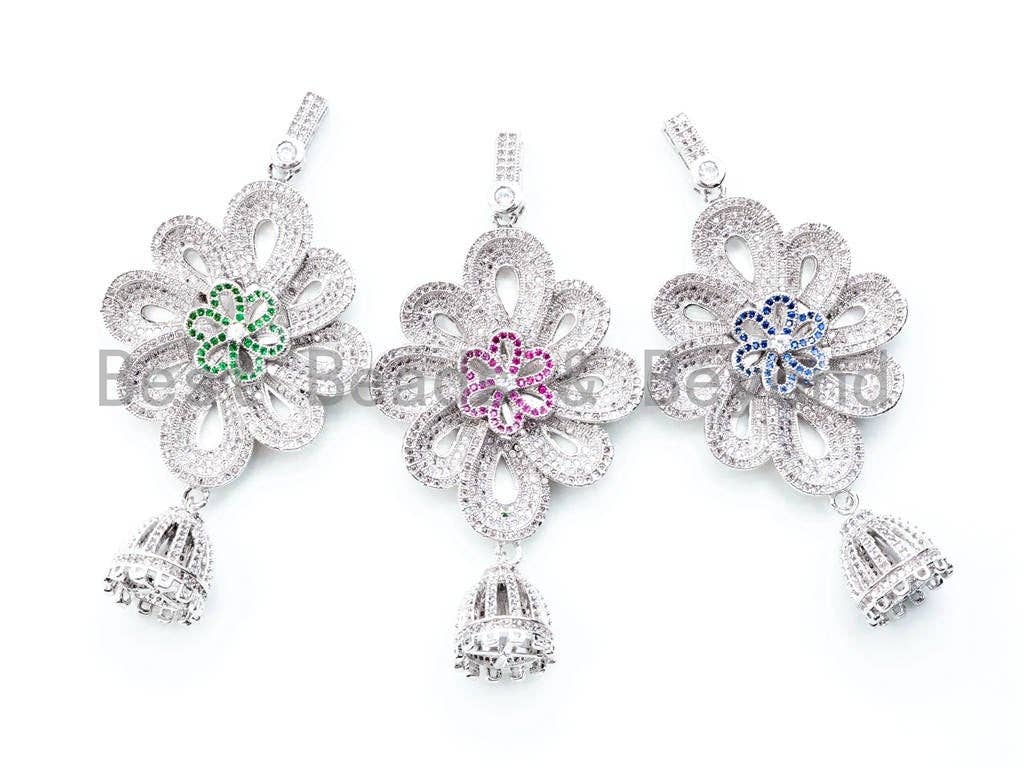 CZ Micro Pave Large Flower Pendant, sku#L182