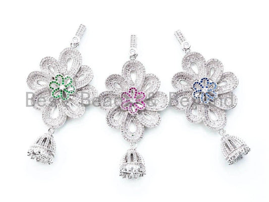 CZ Micro Pave Large Flower Pendant, sku#L182