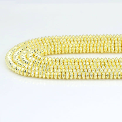 Gold Rondelle Hematite Beads, Bright Gold Hematite Rondelle Spacer Beads, Sku#S34