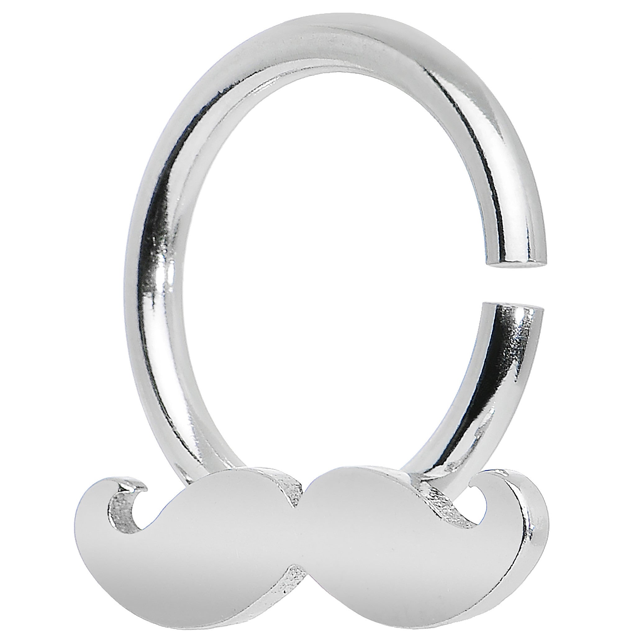 14G Shimmering Mustache Horseshoe Septum Ring