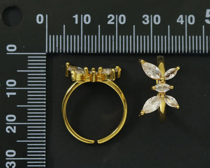 CZ Butterfly Adjustable Ring, Sku#JL99