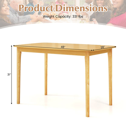 48 Inch Solid Wood Dining Table with Rubber Wood Supporting Legs for Kitchen Dining Room