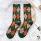 AutumnWinter Diamond-Patterned Women's Mid-Calf Socks