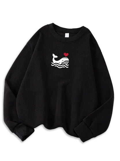 Womens Casual Sweatshirt With Print Cozy Hoodie For Fall Soft Wool Blend