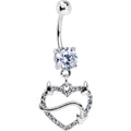 Double Clear Gem Sexy Devil Heart Dangle Belly Ring