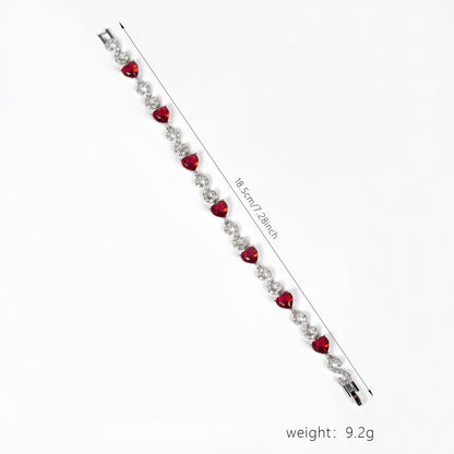 S925 Silver Number-Spliced Heart & Cubic Zirconia Bracelet