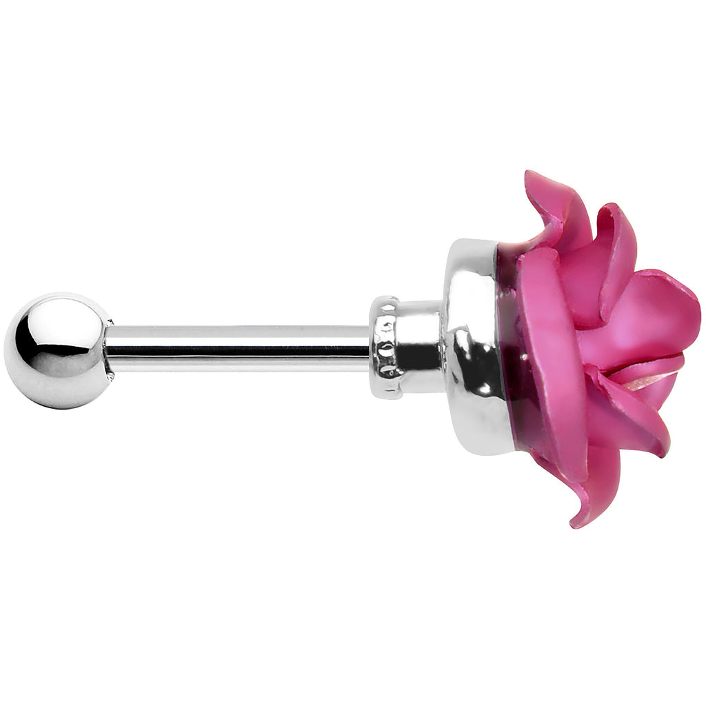 16G Perfect Pink Metallic Rose Flower Cartilage Stud Earring